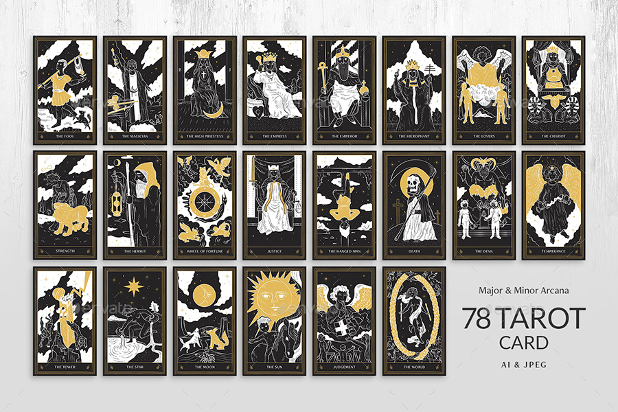 Tarot Card Illustration Set, Graphics GraphicRiver